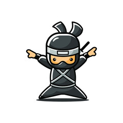 Little black cartoon ninja unleashing energy