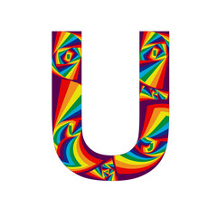 illustration with the letter U in abstract style and rainbow colors