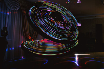 National Egyptian dance Tanura with diode illumination photographed at a long exposure in the camera