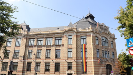 Fototapeta na wymiar Cluj central library building in lucian blaga square