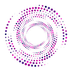 Dots, dotted circular spiral. Swirl, twirl of circles. Stippling, pointillist design. Speckles, flecks vector illustration