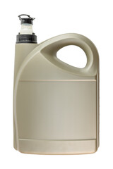 Brown plastic motor oil can isolated on white background.