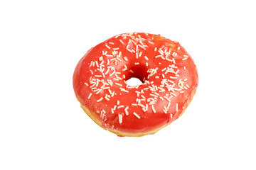 Pink Doughnut cut out standing on white background