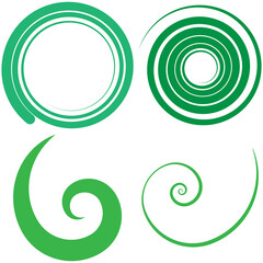 Abstract spiral, twist. Radial swirl, twirl curvy lines element. Circular, concentric loop-hook. Revolved whirl design shape, Whirlwind, whirlpool illustration. Radiating volute, whirligig, curlicue