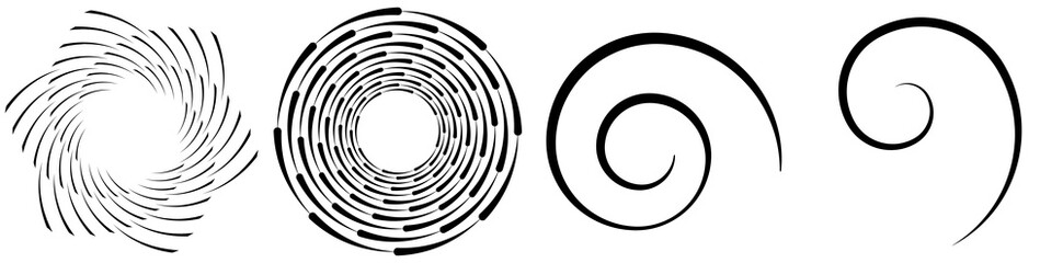 Spiral, swirl, twirl element set. Rotating circular shape Vector Illustration