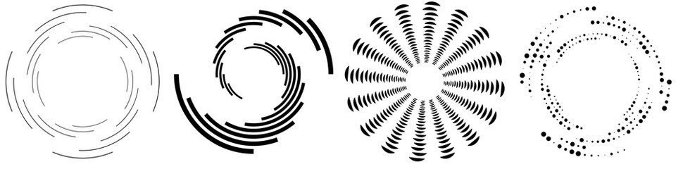 Spiral, swirl, twirl element set. Rotating circular shape Vector Illustration © Pixxsa