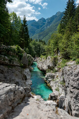 Fototapeta na wymiar Soca Valley, Slovenia: Image of the beautiflul valley of soca river.