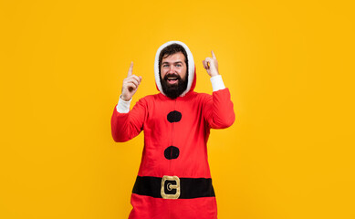 Bright memories. celebrate winter holidays. merry christmas to you. xmas shopping time. prepare gifts and presents. just have fun. happy bearded mature man in santa claus costume. new year party