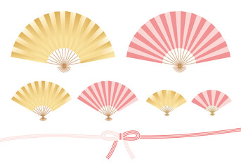 扇子と水引のイラストセット