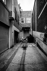 Black and white street alley
