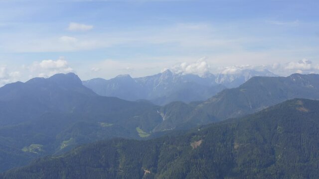 Majestic aerial view of Peca, highest mountain of eastern Karawanks
