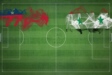 Samoa vs Syria Soccer Match, national colors, national flags, soccer field, football game, Copy...