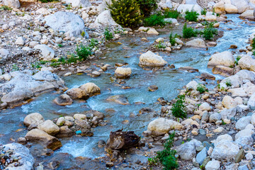 Rapids on river in canyon not far from the city Kemer. Antalya province, Turkey