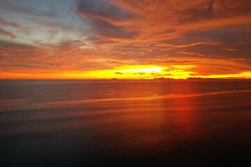 Yellow gold sky evening In tropical countries summer