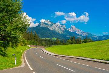 Fototapeta premium country road at the european alps austria