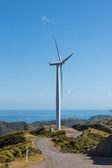 Wind Turbine with sea views, New Zealand.