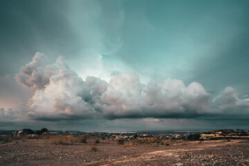 Sky with clouds, Atmosphere sky background with dramatic clouds. Dramatic sky. Air sky at sunset.