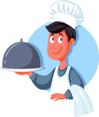 Male Chef Holding Cloche Platter