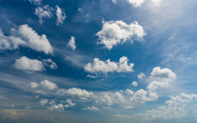 Blue sky with beautiful clouds at sunny day, Sky background. 