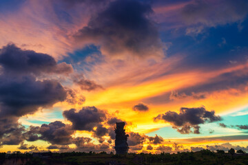 Bali's Most Iconic Landmark Hindu God Garuda Wisnu Kencana statue also GWK statue is a 122-meter tall statue located in Garuda Wisnu Kencana Cultural Park, Bali, Indonesia.