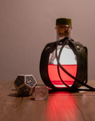 dungeons and dragons health potion with dice