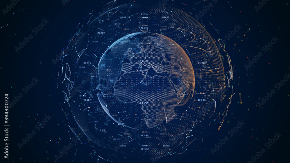 Aufkleber Technology Network BIG Data Connection, Digital Network and Cyber Security Concept, Global Network 5g High-Speed Connection Background
