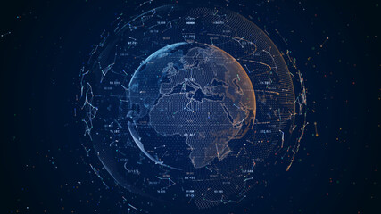 Technology Network BIG Data Connection, Digital Network and Cyber Security Concept, Global Network 5g High-Speed Connection Background