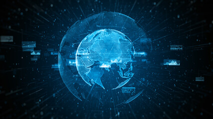 Obraz premium Global network 5g High speed internet communication, Technology network digital data connection and Internet marketing background