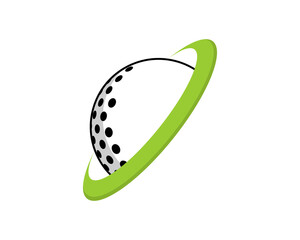 Golf ball inside the green circle logo