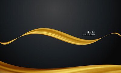 Abstract golden flow liquid wave background on gradient black. Minimalist modern, suitable for wallpapers, banners, gaming, cards, book illustrations, landing pages, flyer, poster, etc.