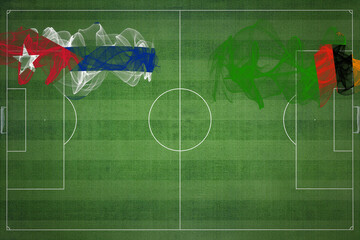 Cuba vs Zambia Soccer Match, national colors, national flags, soccer field, football game, Copy...