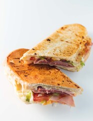 sandwich with ham and cheese and roast bread