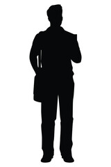 Male teacher with book silhouette vector
