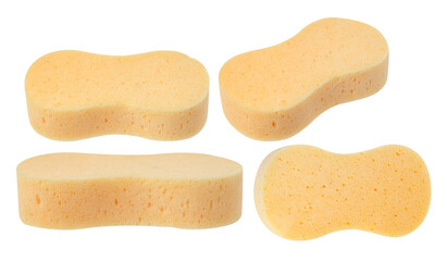 Yellow sponge on the white background