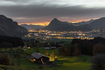 D&auml;mmerung Ausblick auf Kufstein, Ebbs und Pendling