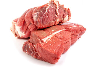 Two cuts of beef sirloin tip roast isolated on white