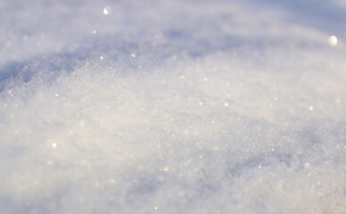 Clean, white snow close up. Winter background.