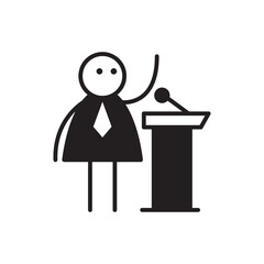 doodle character speaker on podium vector