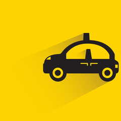 taxi with shadow on yellow background