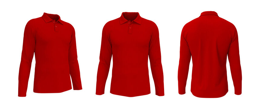 red long sleeve collared shirt