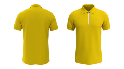 Blank collared shirt mockup with half zip, front, and back views, tee design presentation for print, 3d rendering, 3d illustration © Febriana