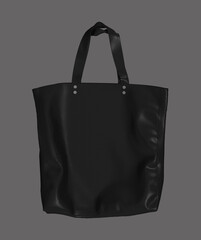 Blank tote bag mock up on grey background. 3d rendering, 3d illustration