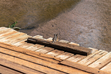 wooden bridge over the river in Sao Paulo State