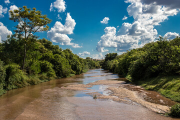 sand banks on a silted riverbed in Brazil