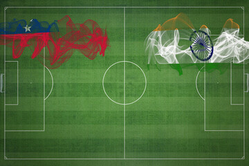 Samoa vs India Soccer Match, national colors, national flags, soccer field, football game, Copy...