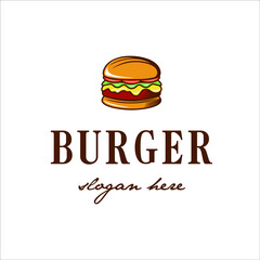 Burger with colorful and retro design style