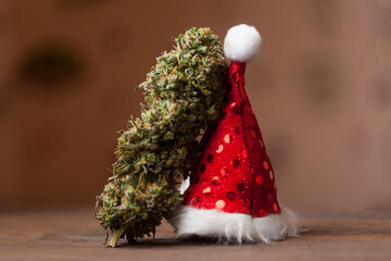 New Year's story with cannabis. big cannabis cone christmas decoration