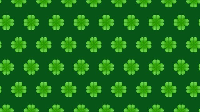 seamless pattern of leaf on a green background in loop