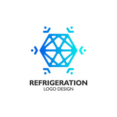 snowflake with line art style for refrigeration logo design