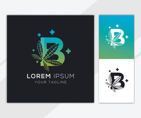 Letter B with abstract cannabis logo template